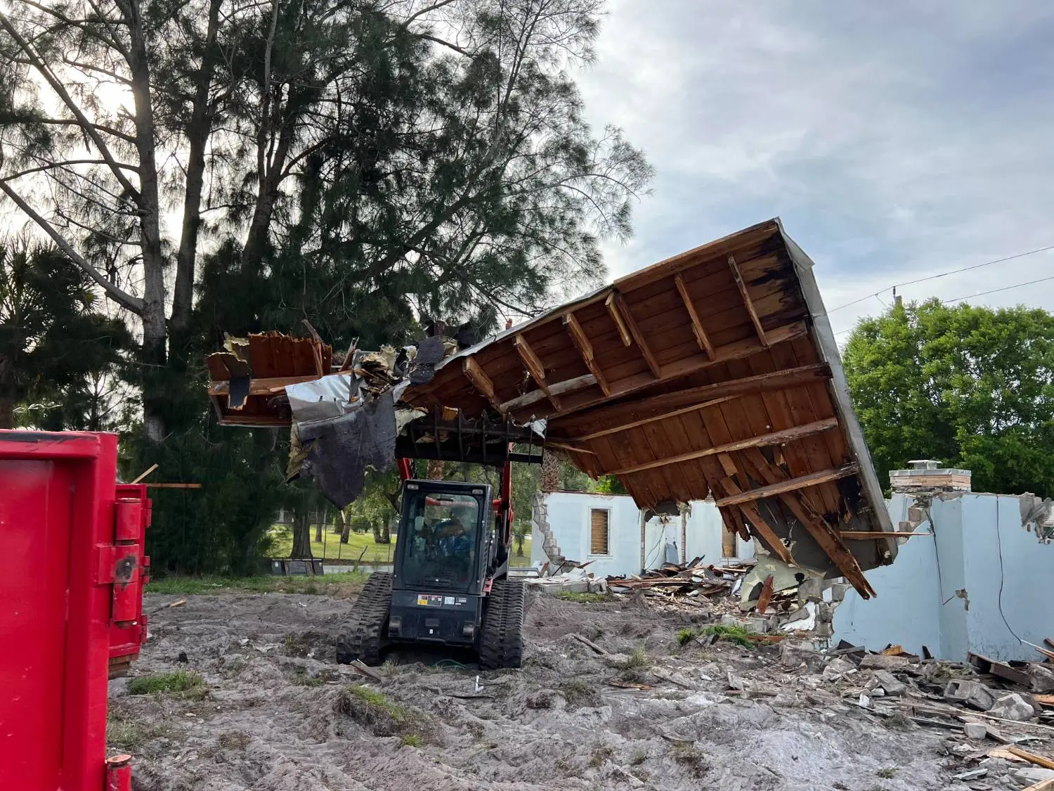 Demolition dump truck at a work site